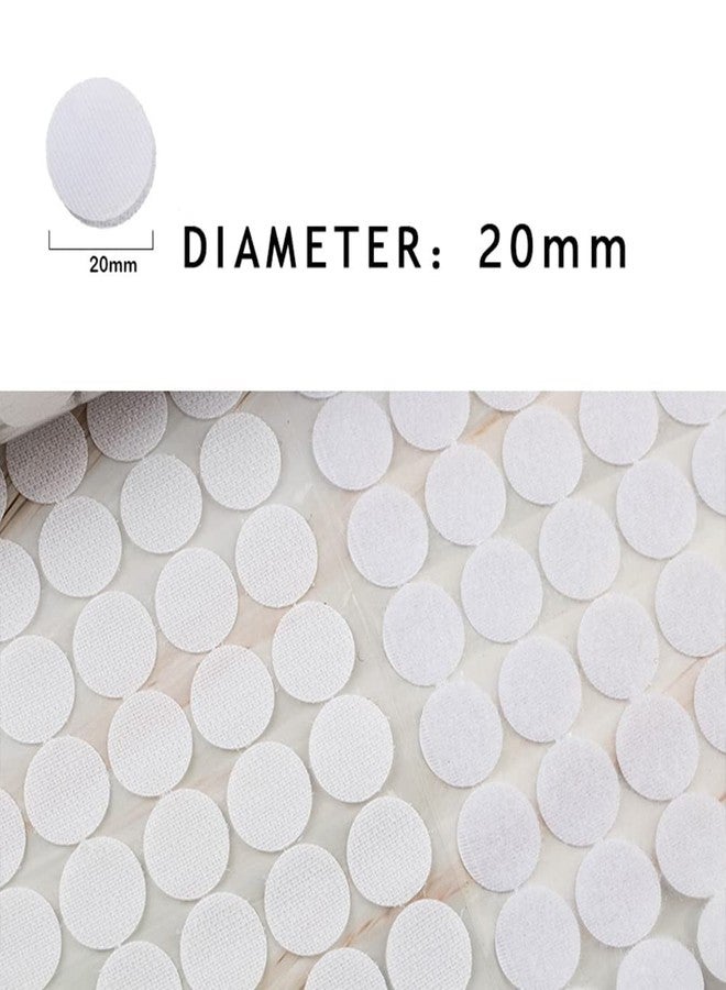 Oligitdi Tape with Adhesive 100 Pairs Dots Hook and Loop Self Adhesive Back Coin Fasteners with Waterproof Sticky Glue (2 cm Diameter) (White) - Image 2